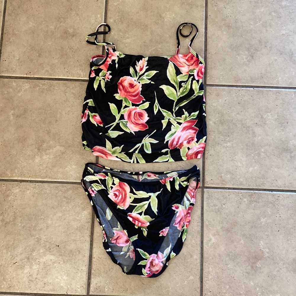 Vintage La Blanca tropical print tankini swimsuit